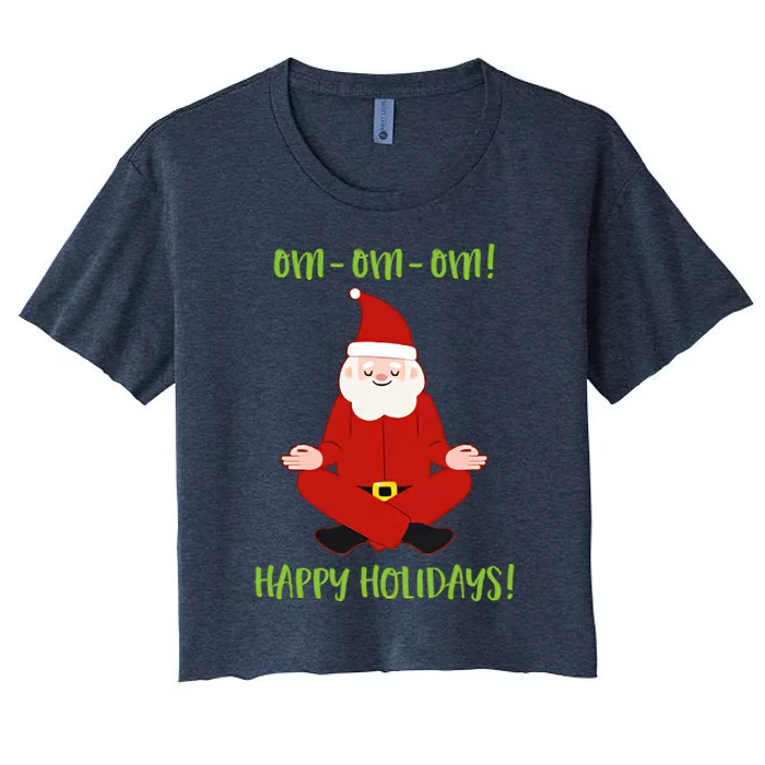 Happy Holidays Santa Claus Yoga For Women's Crop Top Tee