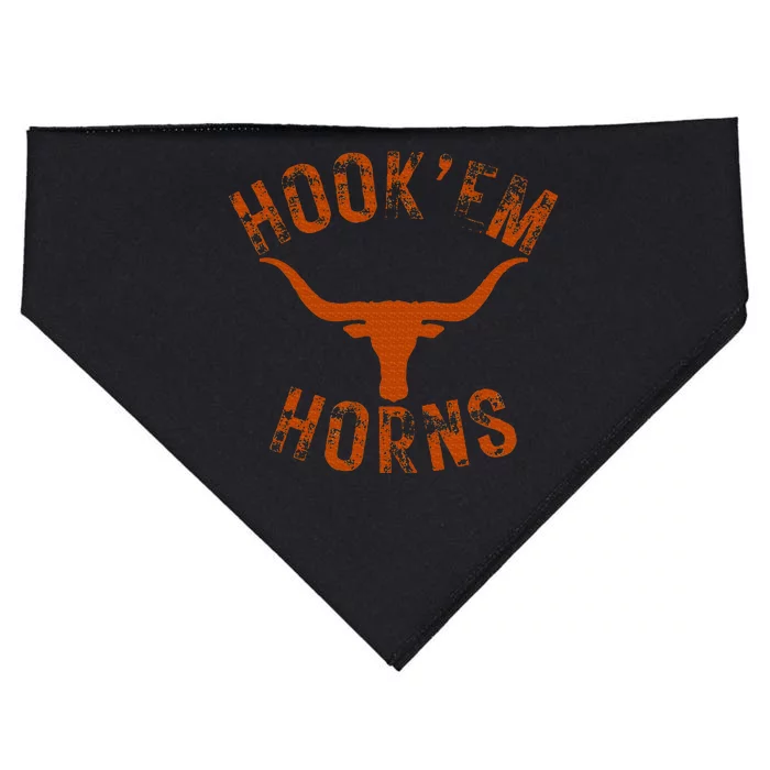 HookEm Horns State Of Texas Bull Head With Longhorns USA-Made Doggie Bandana