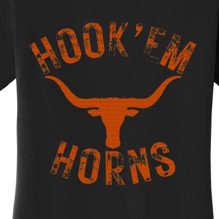 HookEm Horns State Of Texas Bull Head With Longhorns Women's T-Shirt