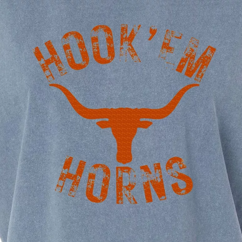 HookEm Horns State Of Texas Bull Head With Longhorns Garment-Dyed Women's Muscle Tee