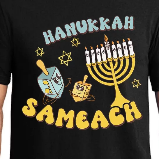 Happy Hanukkah Sameach retro Menorah Dreidel Jewish Holidays Pajama Set