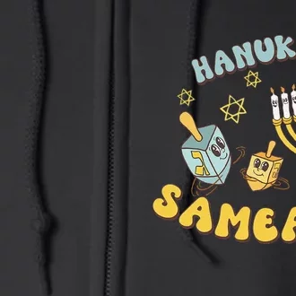 Happy Hanukkah Sameach retro Menorah Dreidel Jewish Holidays Full Zip Hoodie