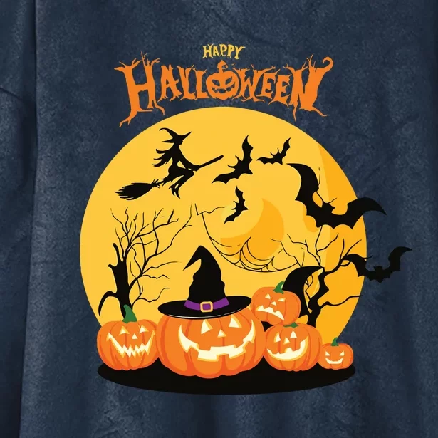 Happy Halloween Spooky Season Hooded Wearable Blanket