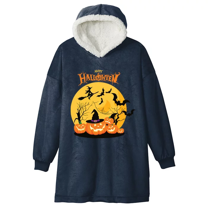 Happy Halloween Spooky Season Hooded Wearable Blanket