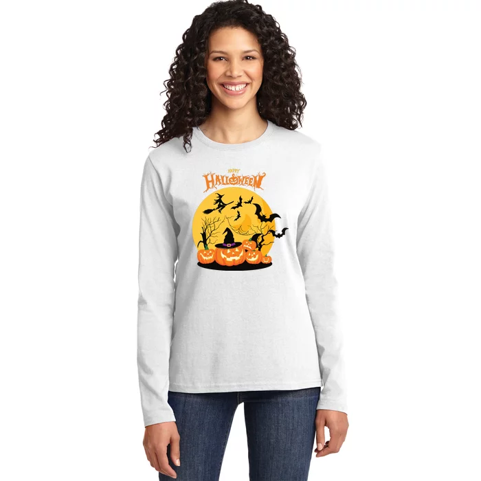 Happy Halloween Spooky Season Ladies Long Sleeve Shirt