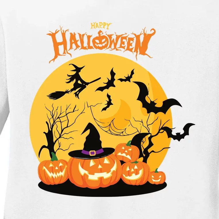 Happy Halloween Spooky Season Ladies Long Sleeve Shirt