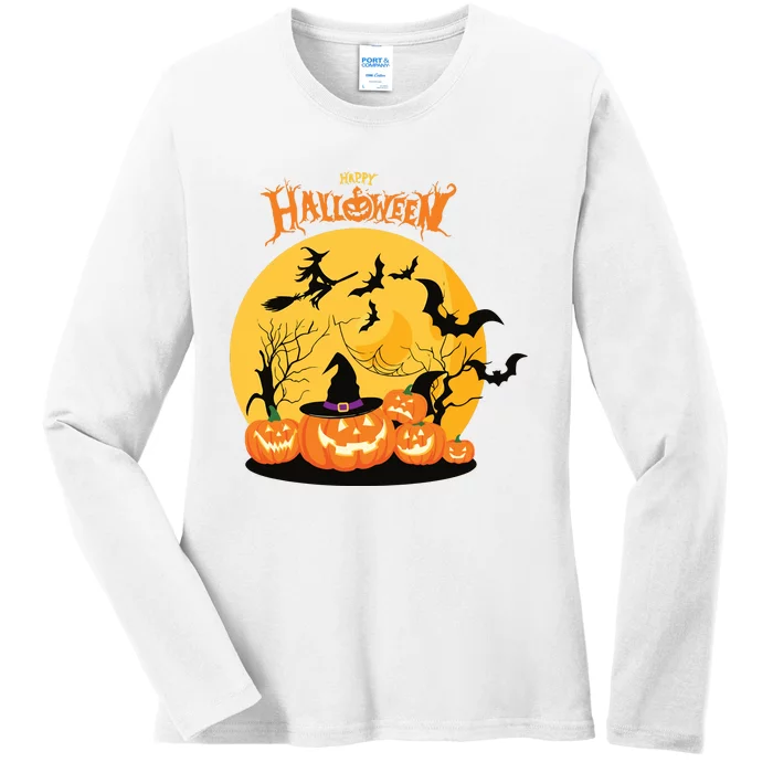 Happy Halloween Spooky Season Ladies Long Sleeve Shirt