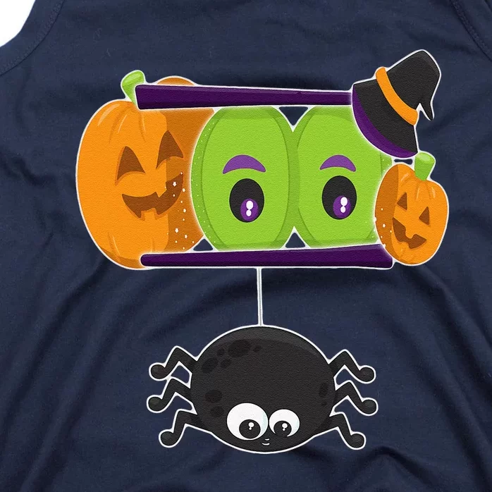 Happy Halloween Spooky Pumpkins Eyes Orange Pumpkin Spider Tank Top