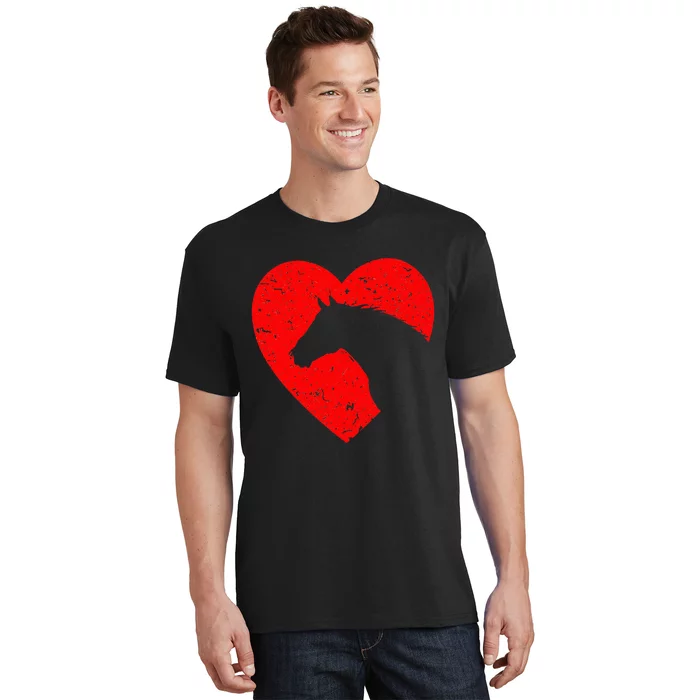 Horse Heart Silhouette For Cowgirl Equestrian Graphic Print T-Shirt