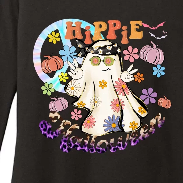 Hippie Halloween Spooky Floral Graphic Best Funny Halloween Shirts Womens CVC Long Sleeve Shirt