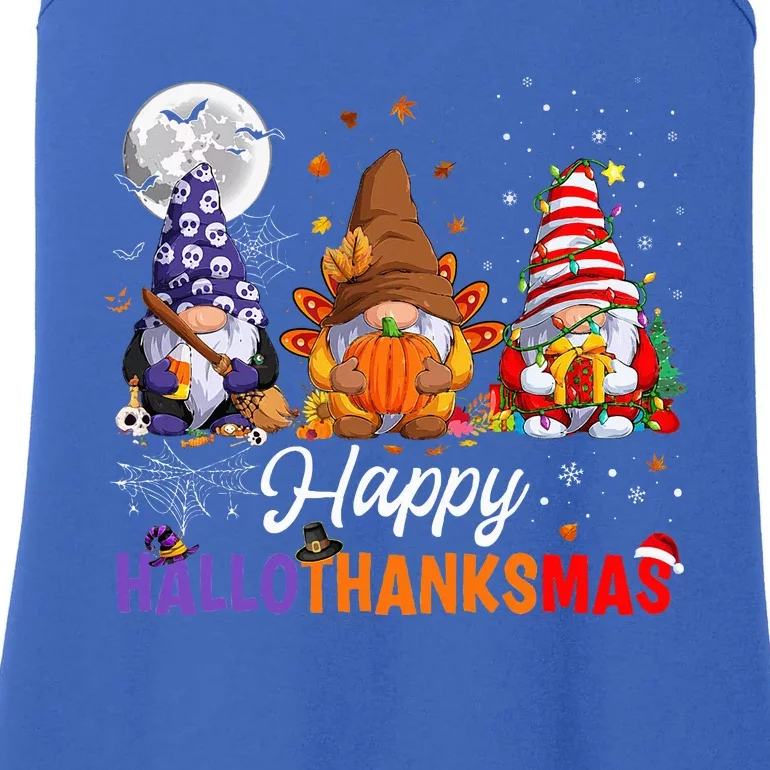 Happy Hallothanksmas Sloth Xmas Thanksgiving Halloween Ladies Essential Tank