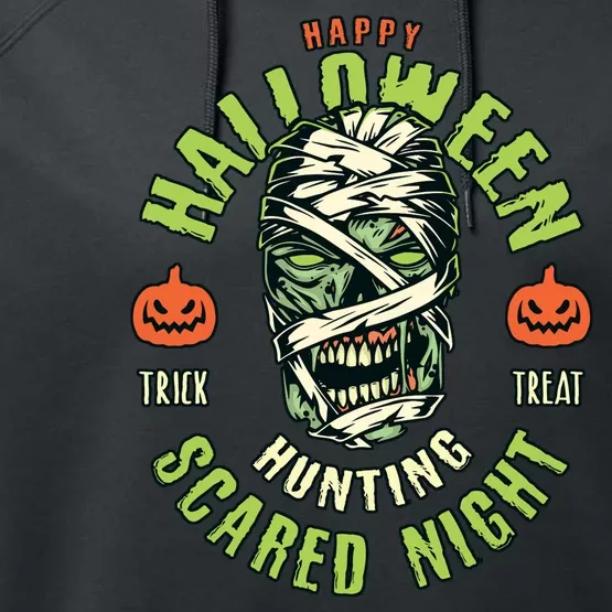 Happy Halloween Scared Night Mummy Performance Fleece Hoodie