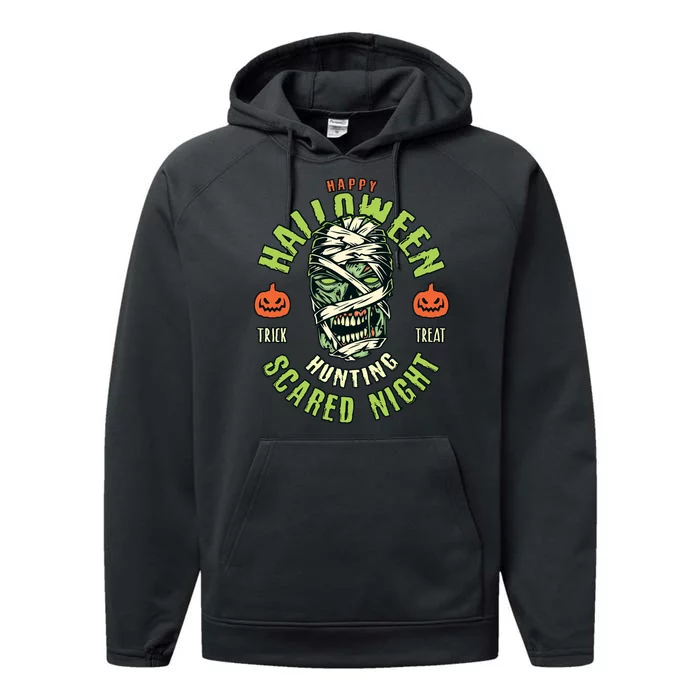 Happy Halloween Scared Night Mummy Performance Fleece Hoodie