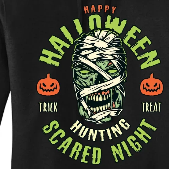 Happy Halloween Scared Night Mummy Women's Pullover Hoodie