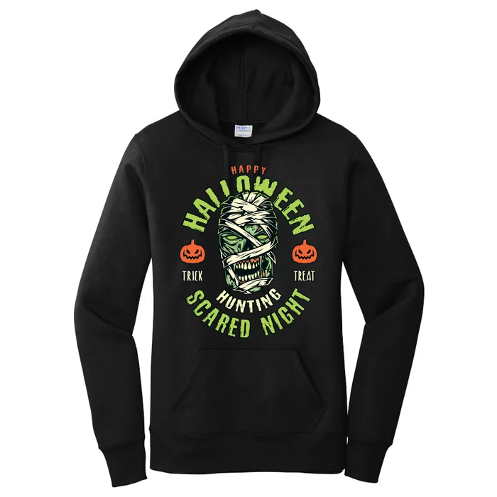 Happy Halloween Scared Night Mummy Women's Pullover Hoodie