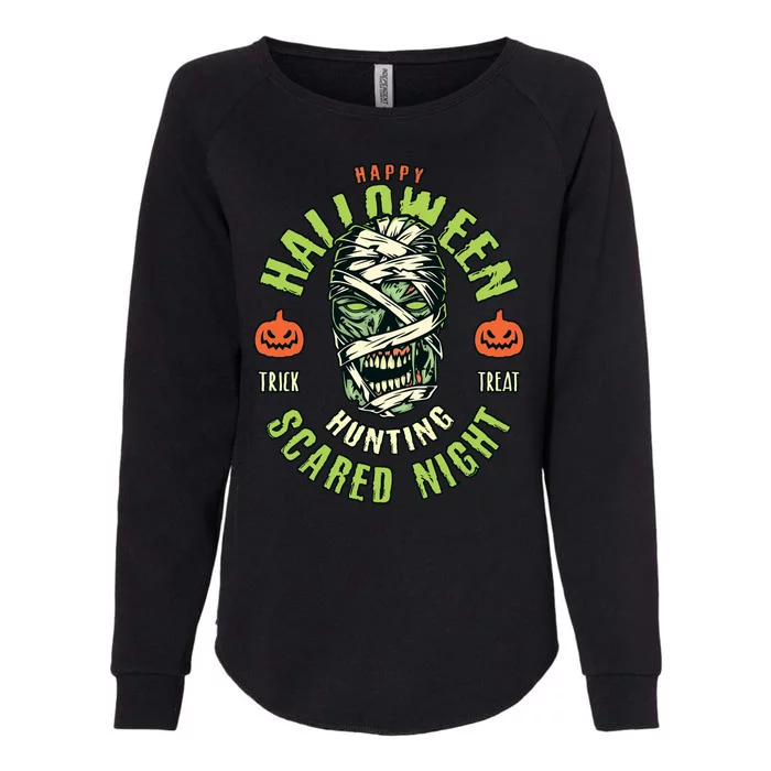 Happy Halloween Scared Night Mummy Womens California Wash Sweatshirt