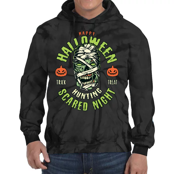 Happy Halloween Scared Night Mummy Tie Dye Hoodie