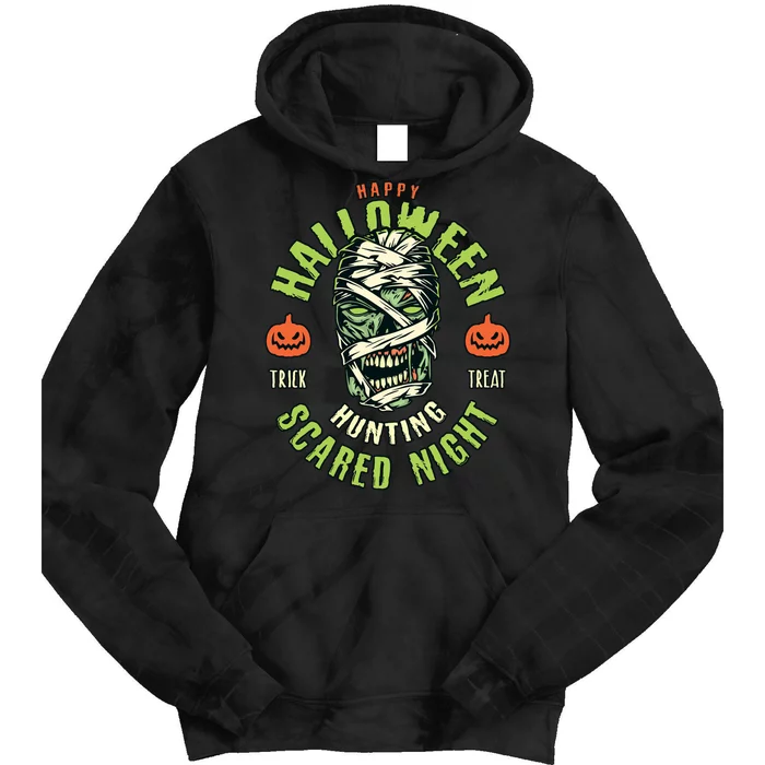 Happy Halloween Scared Night Mummy Tie Dye Hoodie