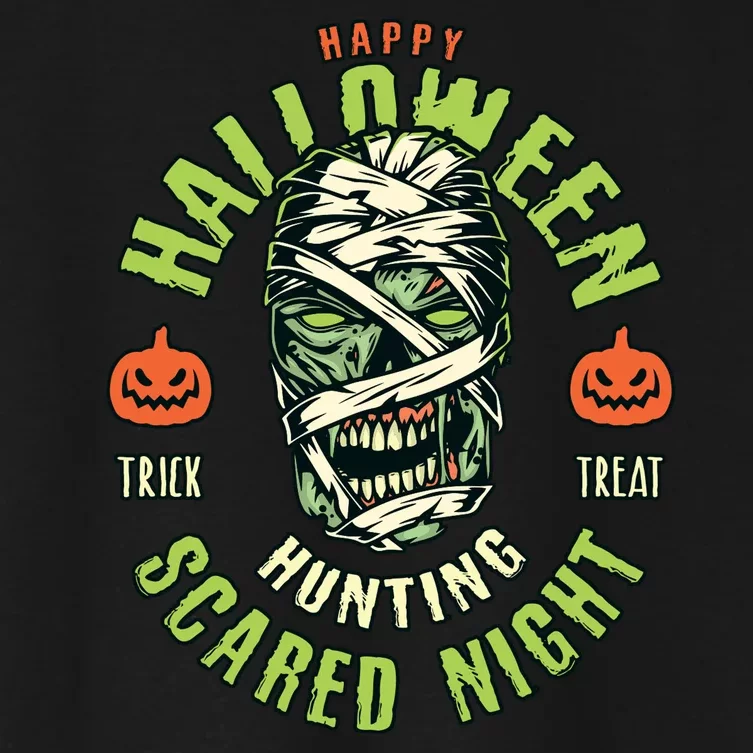 Happy Halloween Scared Night Mummy Women's Crop Top Tee