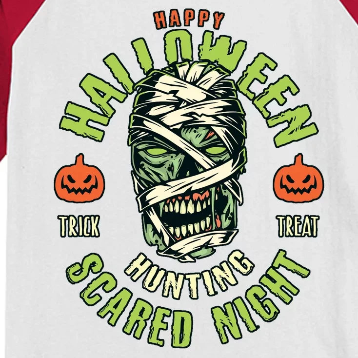 Happy Halloween Scared Night Mummy Kids Colorblock Raglan Jersey