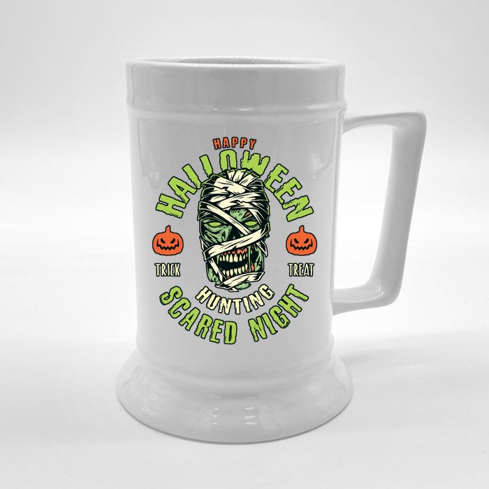 Happy Halloween Scared Night Mummy Front & Back Beer Stein