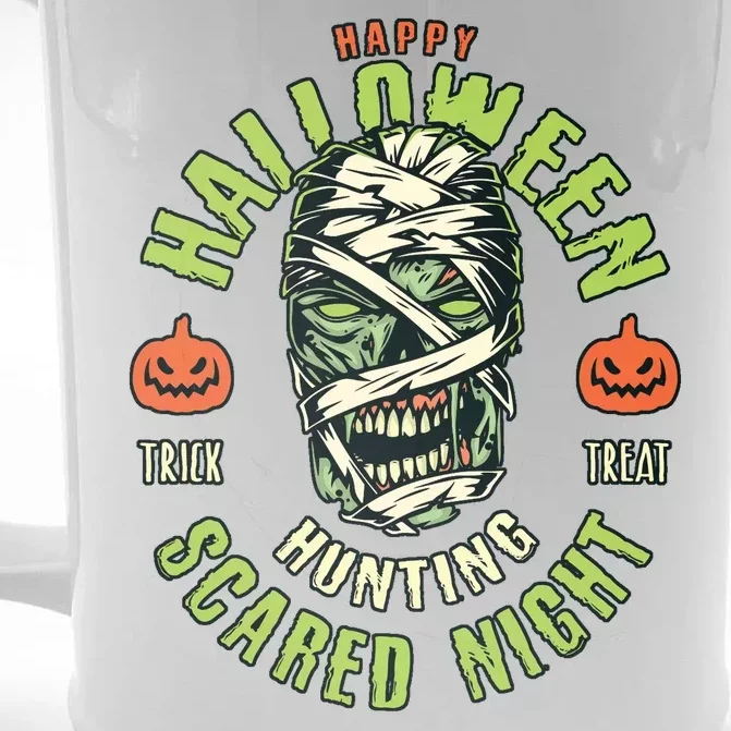 Happy Halloween Scared Night Mummy Front & Back Beer Stein