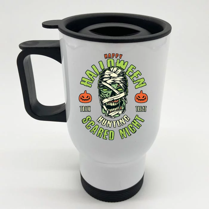 Happy Halloween Scared Night Mummy Front & Back Stainless Steel Travel Mug