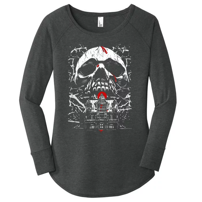 Haunted House Skull Women's Perfect Tri Tunic Long Sleeve Shirt