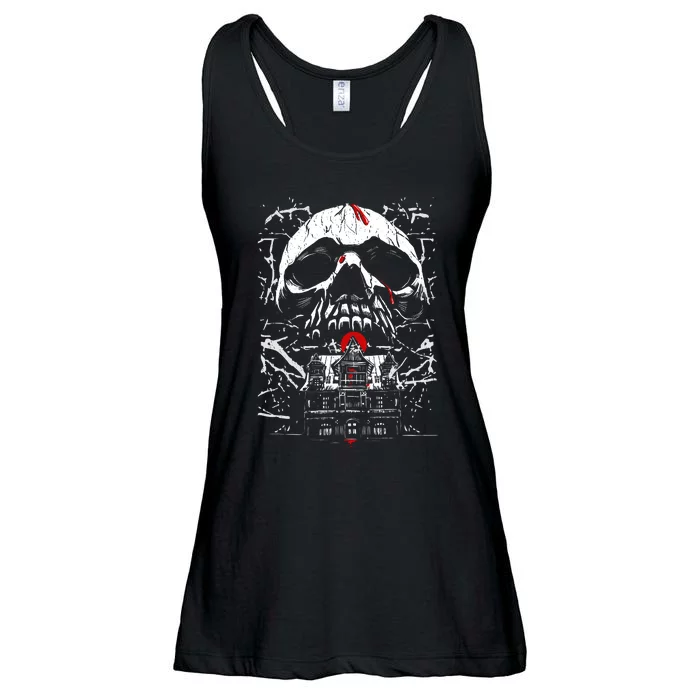 Haunted House Skull Ladies Essential Flowy Tank