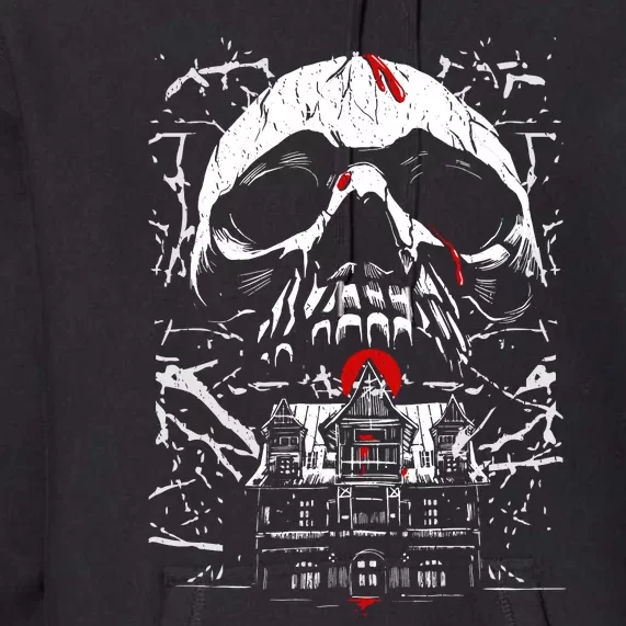 Haunted House Skull Premium Hoodie