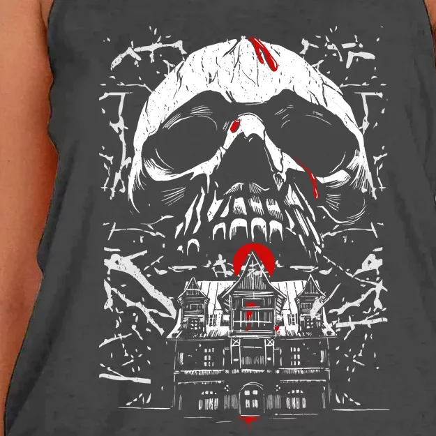 Haunted House Skull Women's Knotted Racerback Tank