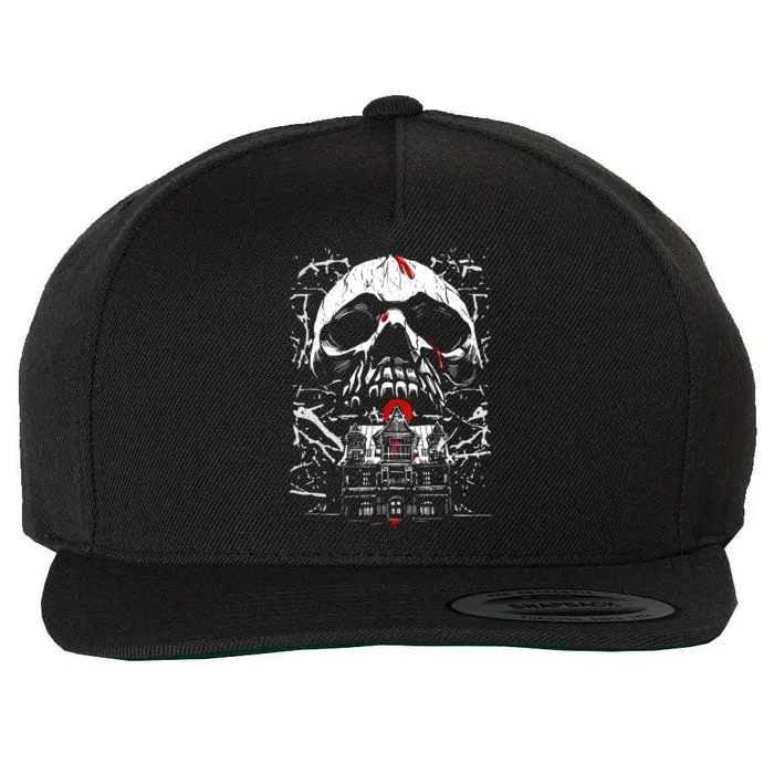 Haunted House Skull Wool Snapback Cap