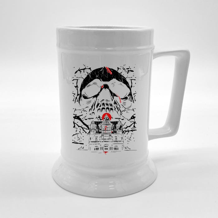 Haunted House Skull Front & Back Beer Stein