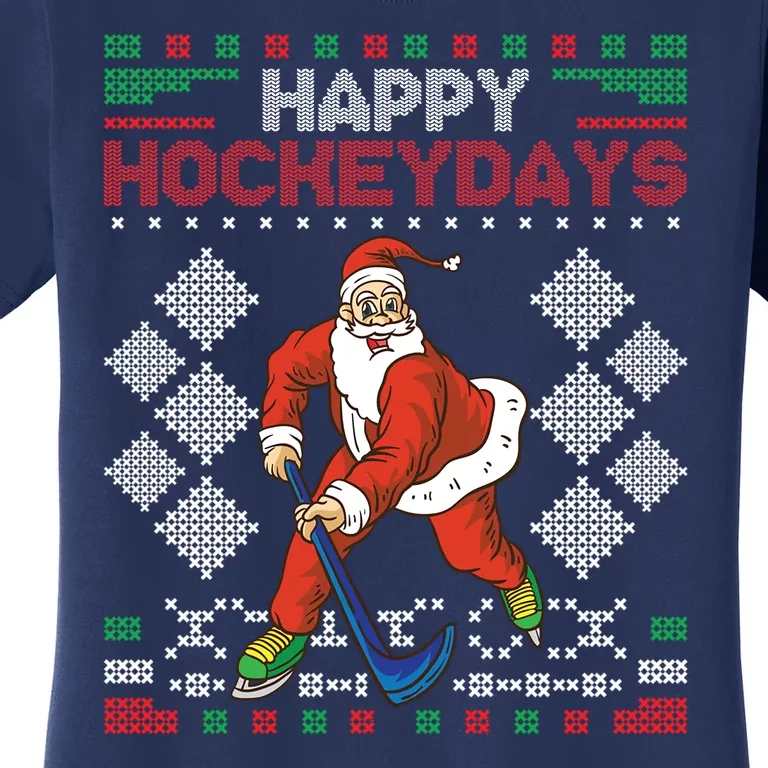 Happy Hockeydays Santa Christmas Women's T-Shirt