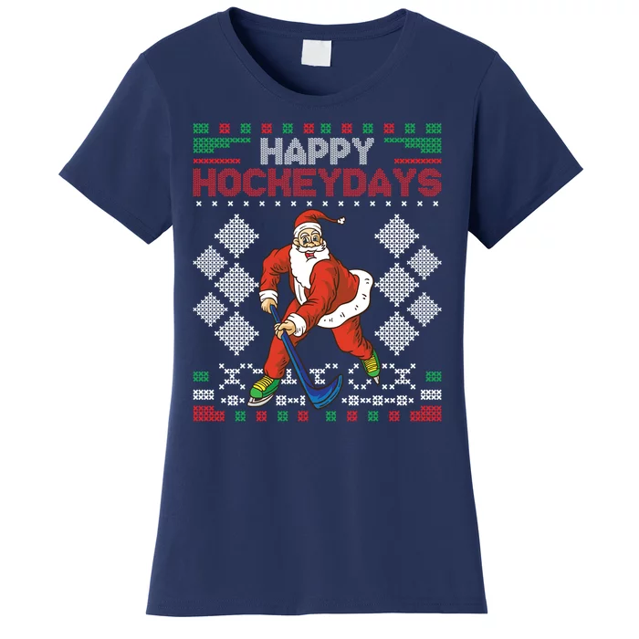 Happy Hockeydays Santa Christmas Women's T-Shirt