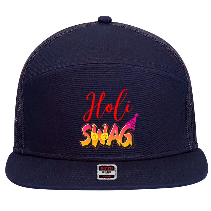 Happy Holi Swag 2021 Festival Of Colors Gift 7 Panel Mesh Trucker Snapback Hat