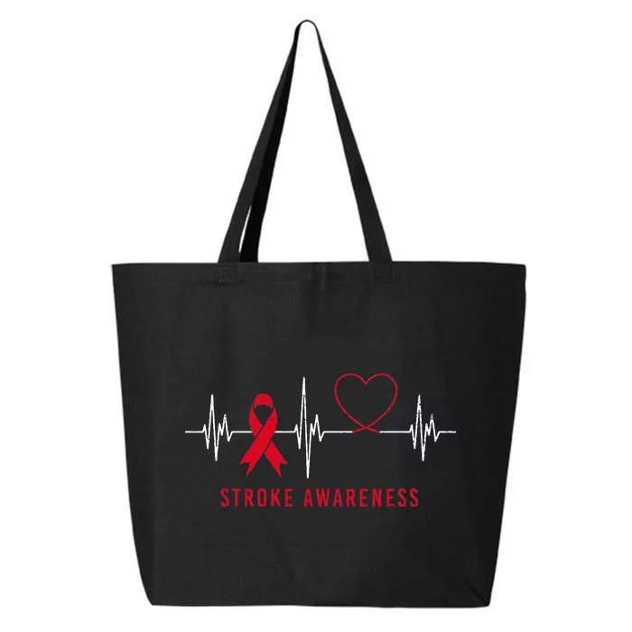 Heartbeat Heart Stroke Awareness Month Red Ribbon Support 25L Jumbo Tote