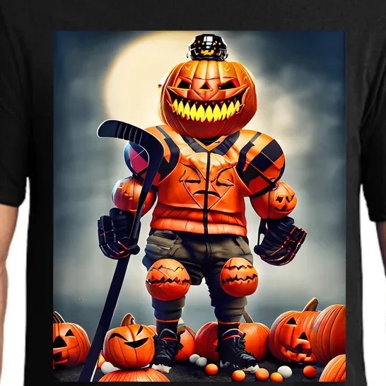 Halloween Hockey Season Pumpkin Player Pajama Set