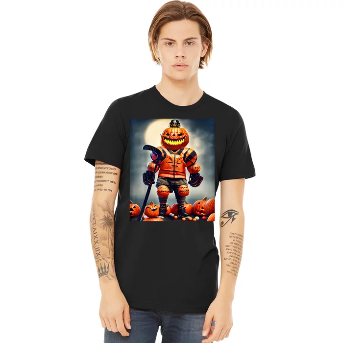 Halloween Hockey Season Pumpkin Player Premium T-Shirt