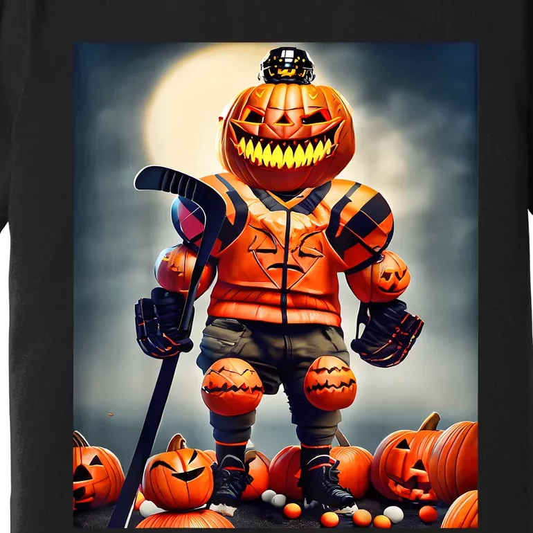 Halloween Hockey Season Pumpkin Player Premium T-Shirt