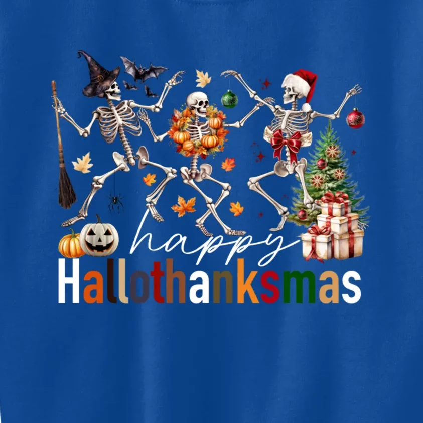 Happy Hallothanksmas Skeleton Gift Kids Sweatshirt