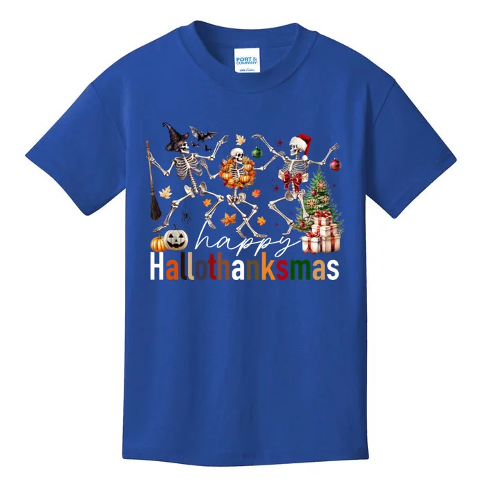 Happy Hallothanksmas Skeleton Gift Kids T-Shirt