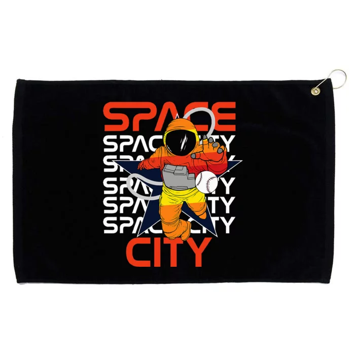 Htown Houston Space City Vintage Baseball Astronaut Grommeted Golf Towel