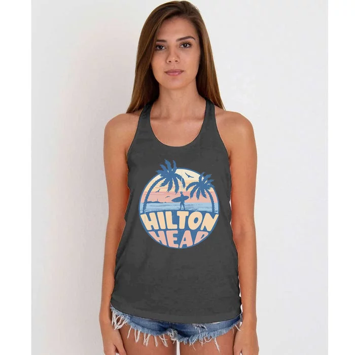 Hilton Head South Carolina Beach Surf Summer Vacation Women's Knotted Racerback Tank