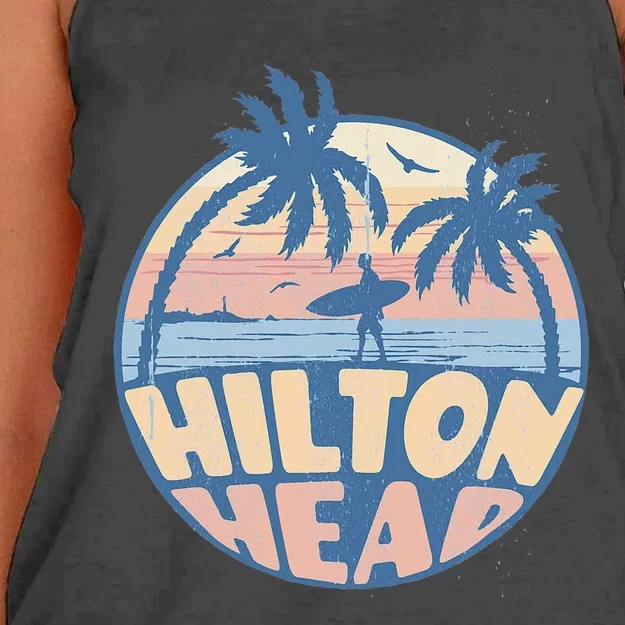 Hilton Head South Carolina Beach Surf Summer Vacation Women's Knotted Racerback Tank