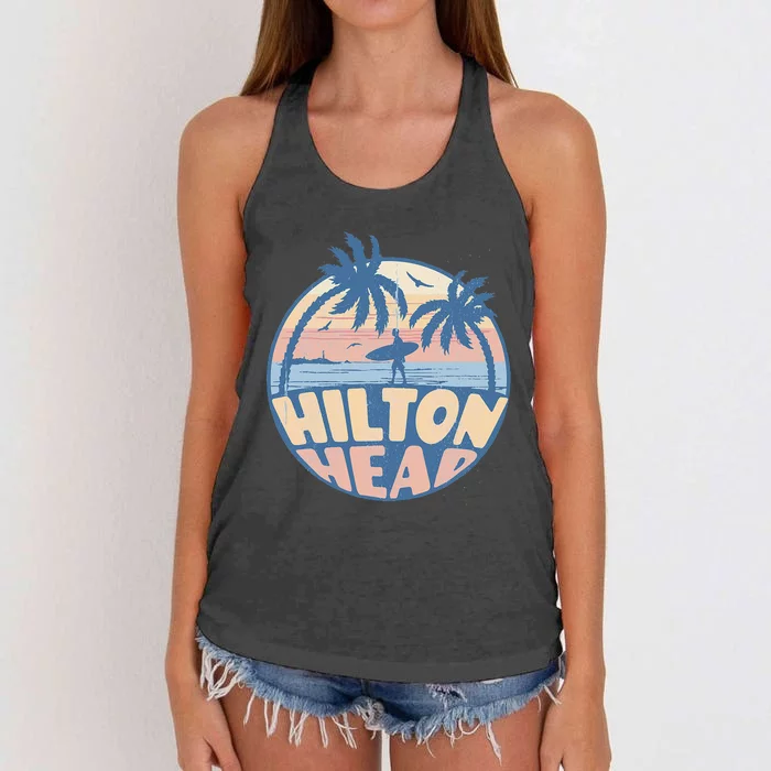 Hilton Head South Carolina Beach Surf Summer Vacation Women's Knotted Racerback Tank