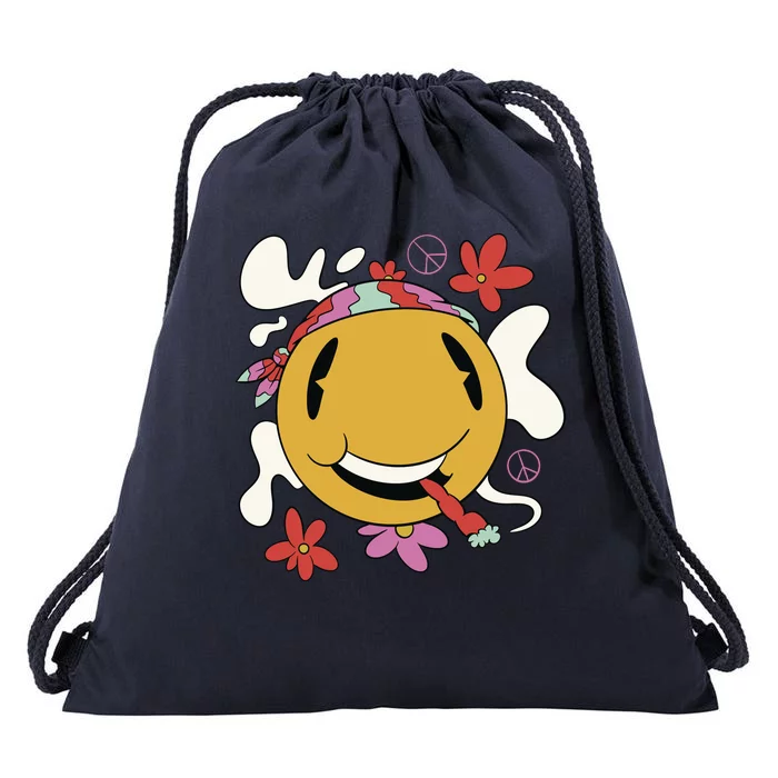 Happy Hippie Smoke Drawstring Bag