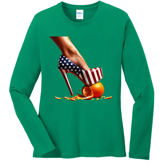 High Heels Squash Oranges; Kamala Harris Election Ladies Long Sleeve Shirt