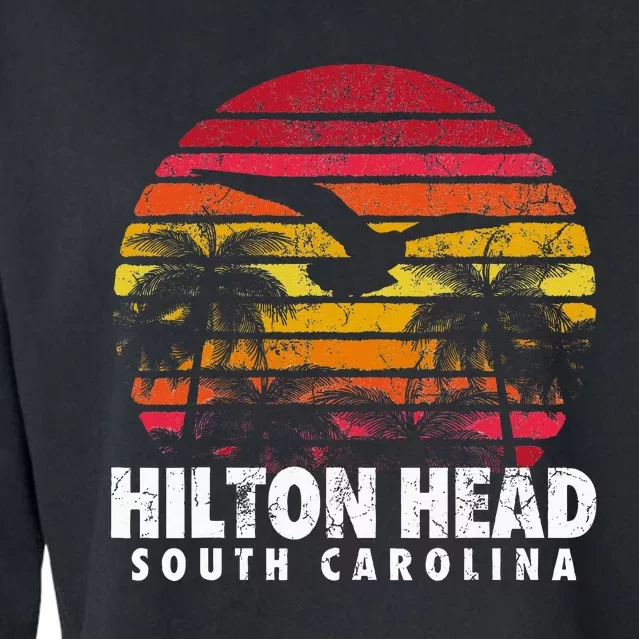 Hilton Head South Carolina Retro Sunset Style Beach Island Cropped Pullover Crew