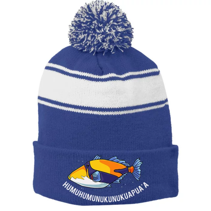 HumuhumunukunukuapuaA Hawaiian State Fish Stripe Pom Pom Beanie